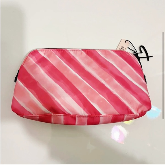New Victoria's Secret Signature Stripes Beauty Bag Pink Travel Cosmetics Pouch - Picture 4 of 6